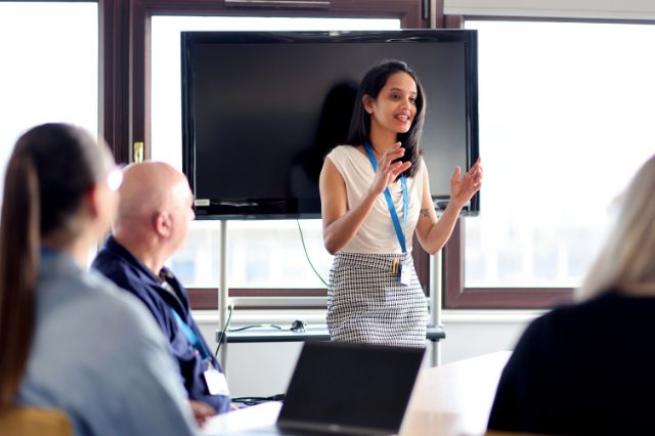 Woman delivering a presentation
