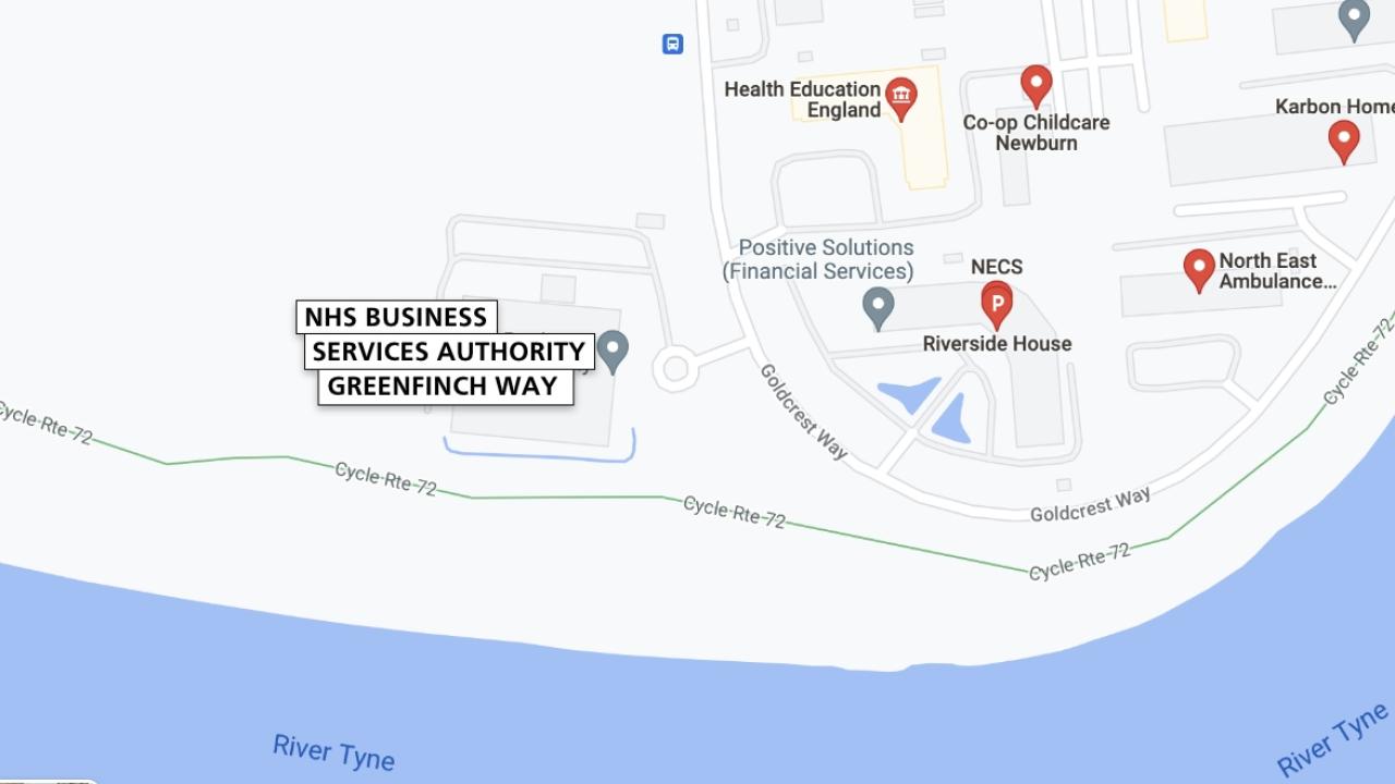 Map marking Greenfinch Way, Newcastle  NSA BSA location