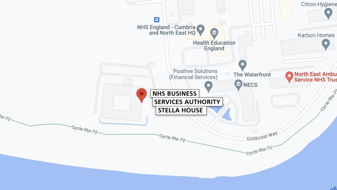 Map marking Newcastle, Stella House NSA BSA location