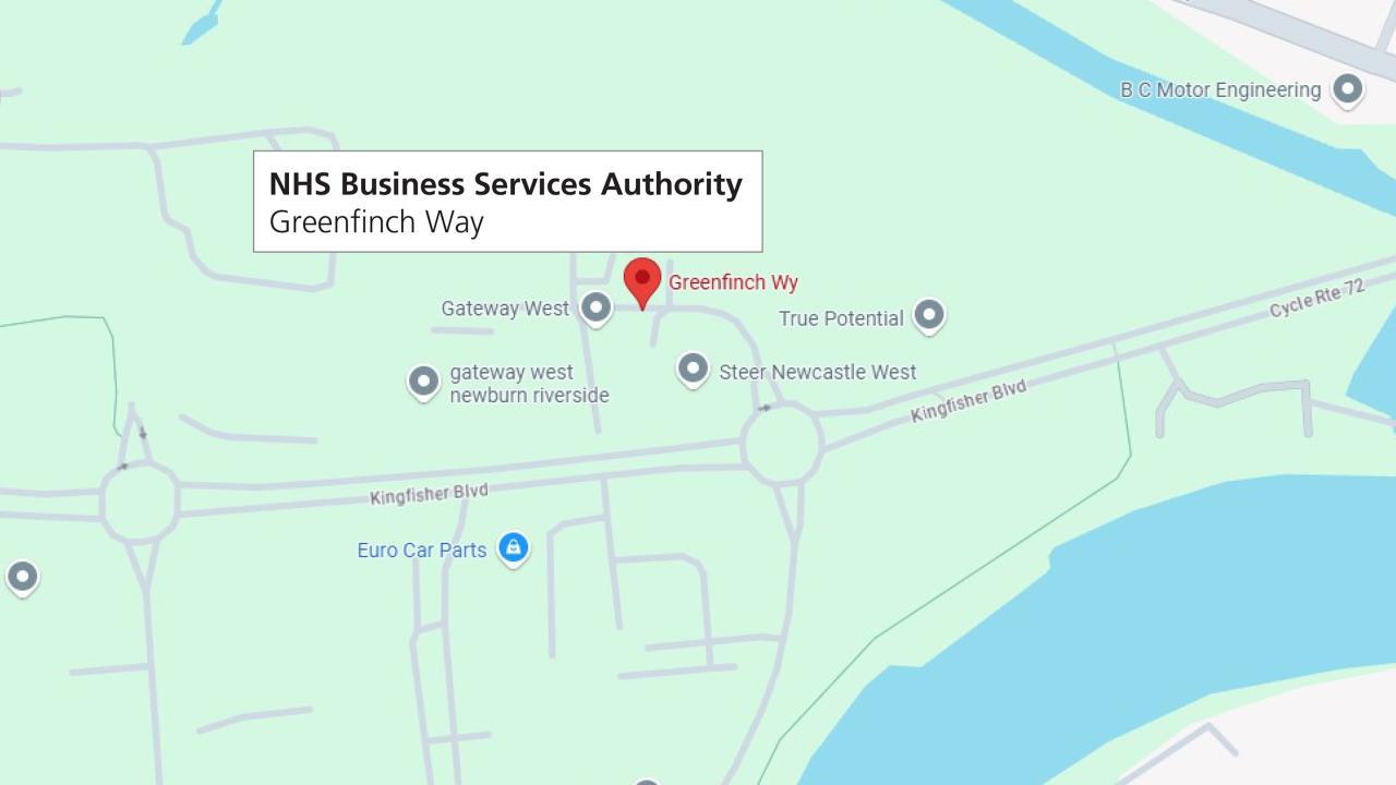 Map of NHS Business Services Authority, Greenfinch Way